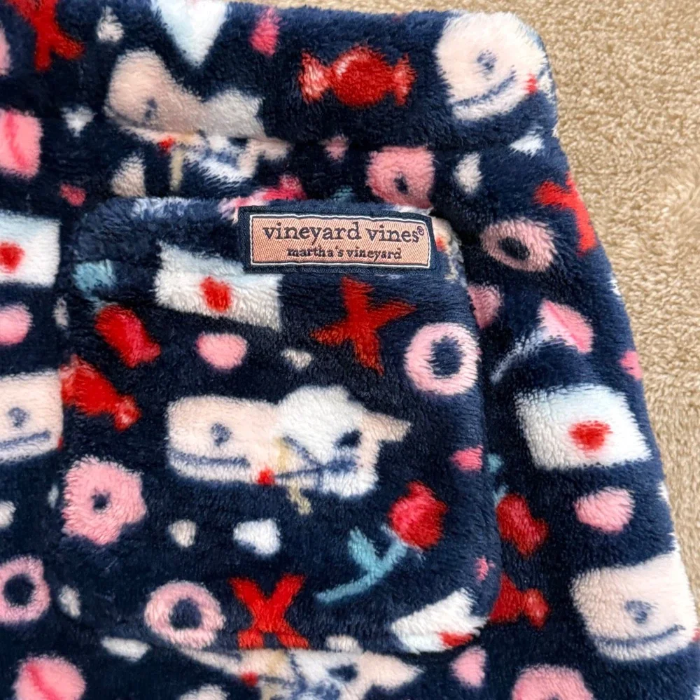 Vineyard Vines Kids Fleece Valentine Whale Pajama Pants M 10-12